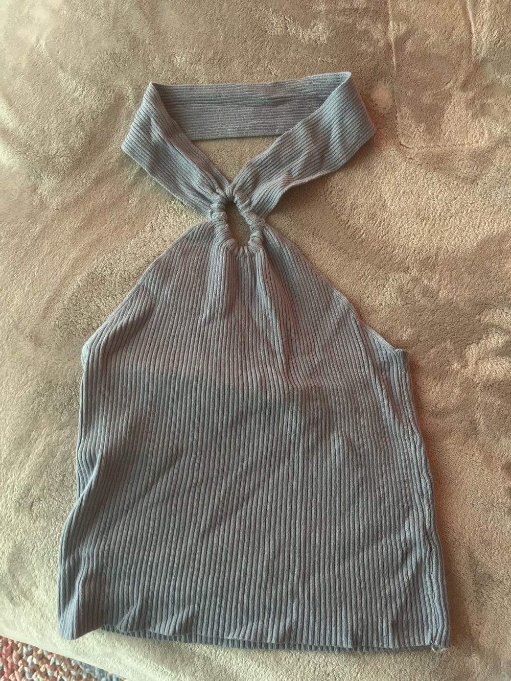 Women’s blue keyhole halter top